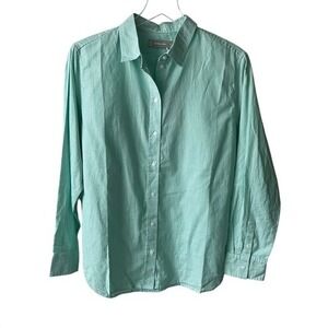 Everlane The Oxford Mint Green White Stripe Shirt Relaxed Fit Preppy Size 8 NEW